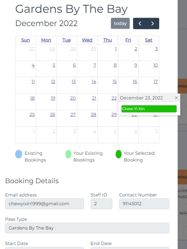 booking ui